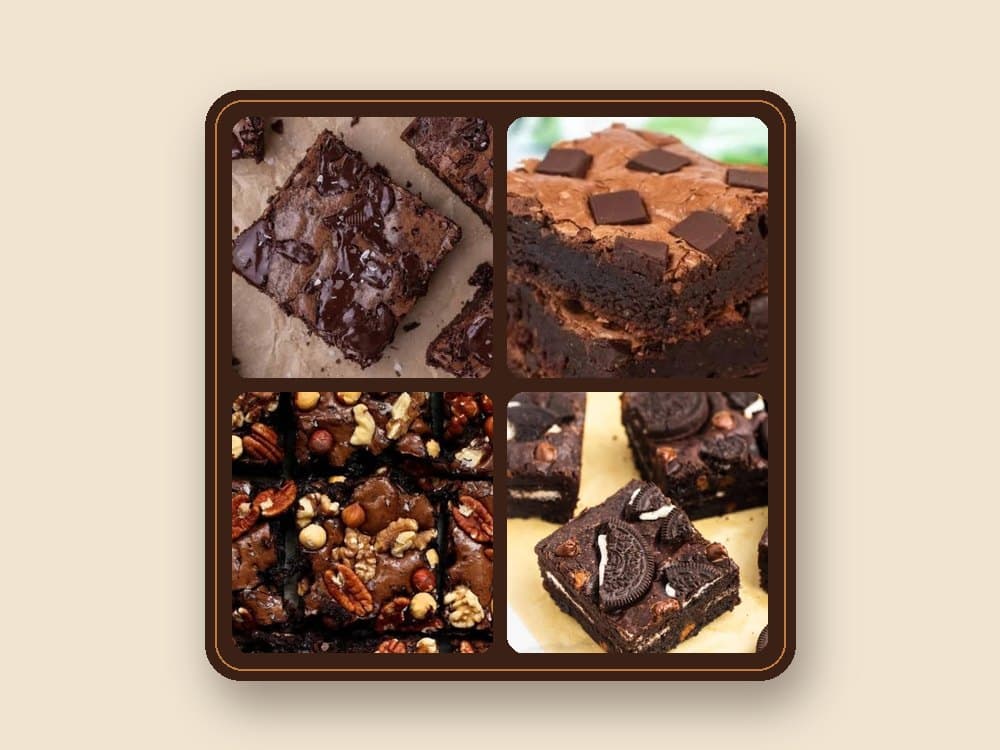 Box of 4 brownies: Classic, Double Chocolate, Walnut and Oreo